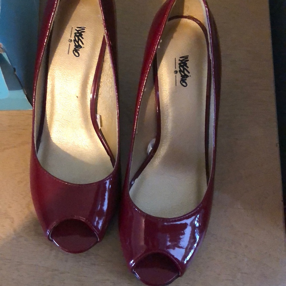 Red open-toe heels